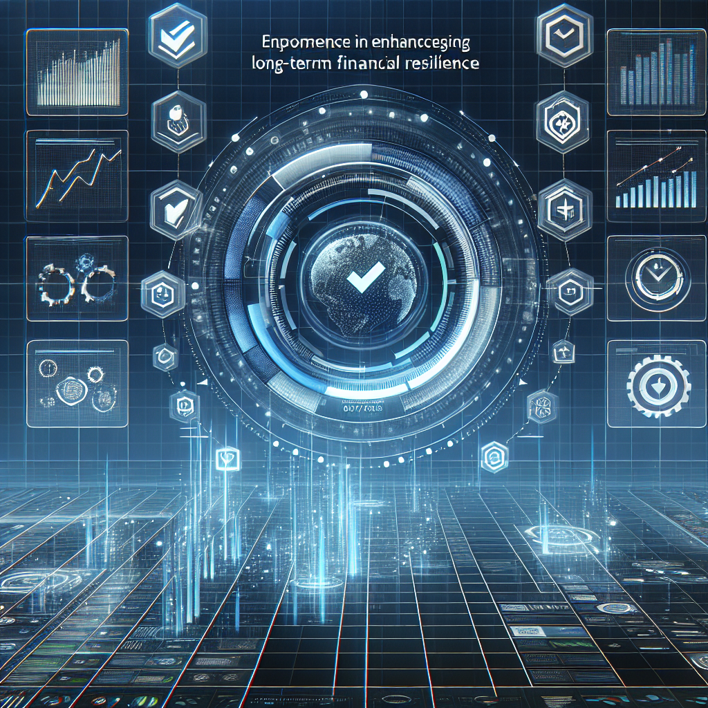 Abstract digital interface showing progress trackers checklist widgets and performance metrics symbolizing structured steps toward improving long-term financial resilience.